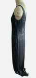 Lauren Ralph Lauren Black Sequin Stretch Strappy Gown Sz 14