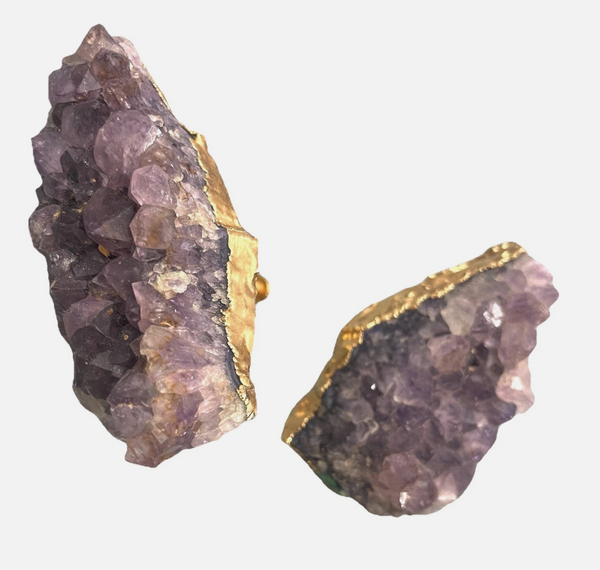 Custom 14kt Gold Plated Amethyst Rock Crystal Drawer Cabinet Pulls