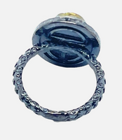 Pave Druzy Stone Stacking Ring In Gunmetal Sz 4.5