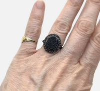 Pave Druzy Stone Stacking Ring In Gunmetal Sz 4.5