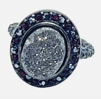 Pave Druzy Stone Stacking Ring In Gunmetal Sz 4.5