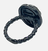 Pave Druzy Stone Stacking Ring In Gunmetal Sz 4.5