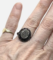 Pave Druzy Stone Stacking Ring In Gunmetal Sz 4.5