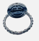 Pave Druzy Stone Stacking Ring In Gunmetal Sz 7