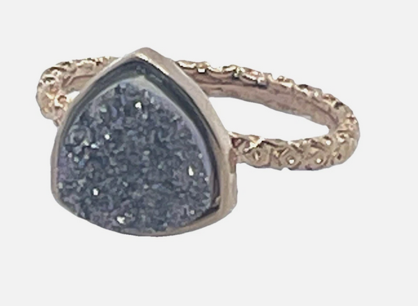 Triangle Druzy Stone Stacking Ring In Rose gold Sz 8