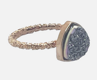Triangle Druzy Stone Stacking Ring In Rose gold Sz 8