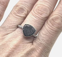 Triangle Druzy Stone Stacking Ring In Silver Sz 8