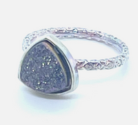 Triangle Druzy Stone Stacking Ring In Silver Sz 8