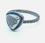 Triangle Druzy Stone Stacking Ring In Gunmetal Sz 8