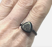 Triangle Druzy Stone Stacking Ring In Gunmetal Sz 8