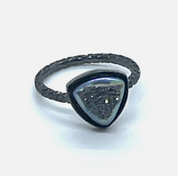 Triangle Druzy Stone Stacking Ring In Gunmetal Sz 8