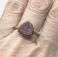 Triangle Druzy Stone Stacking Ring In 14kt Gold Sz 8