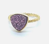 Triangle Druzy Stone Stacking Ring In 14kt Gold Sz 8