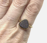 Triangle Druzy Stone Stacking Ring In 14kt Gold 6.5
