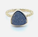 Triangle Druzy Stone Stacking Ring In 14kt Gold 6.5