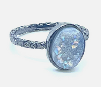 Oval Druzy Stone Stacking Ring In Gunmetal Sz 9