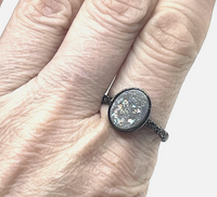 Oval Druzy Stone Stacking Ring In Gunmetal Sz 9