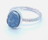 Oval Druzy Stone Stacking Ring In Silver Sz 9