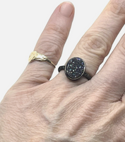 Oval Druzy Stone Stacking Ring In Gunmetal Sz 5