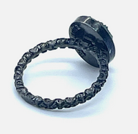 Oval Druzy Stone Stacking Ring In Gunmetal Sz 5