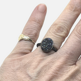 Oval Druzy Stone Stacking Ring In Gunmetal Sz 5