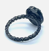 Oval Druzy Stone Stacking Ring In Gunmetal Sz 5