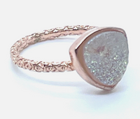 Triangle Druzy Stone Stacking Ring In Rose gold Sz 8