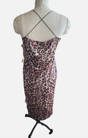 Chickme Leopard Print Bodycon Midi Dress Size M/L