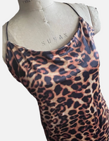 Chickme Leopard Print Bodycon Midi Dress Size M/L
