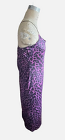 Chickme Purple Leopard Print Bodycon Midi Dress Size M/L