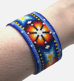 Huichol Mexican Beaded Tribal One Of A Kind Cuff Bracelet