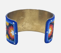 Huichol Mexican Beaded Tribal One Of A Kind Cuff Bracelet