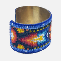 Huichol Mexican Beaded Tribal One Of A Kind Cuff Bracelet