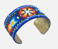 Huichol Mexican Beaded Tribal One Of A Kind Cuff Bracelet