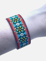 Huichol Mexican Beaded Tribal One Of A Kind Cuff Bracelet