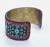 Huichol Mexican Beaded Tribal One Of A Kind Cuff Bracelet
