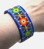 Huichol Mexican Beaded Tribal One Of A Kind Cuff Bracelet