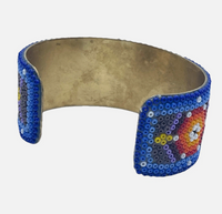 Huichol Mexican Beaded Tribal One Of A Kind Cuff Bracelet
