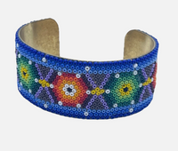 Huichol Mexican Beaded Tribal One Of A Kind Cuff Bracelet