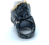 Custom Quartz Crystal Hidden Roses Statement Ring with Black and White Lace Trim
