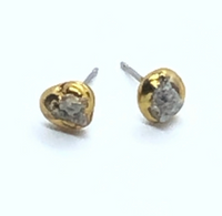 Gold Natural Raw Diamond Post Earrings
