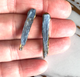 Blue Crystal Kyanite and Sparkly Gold Matchstick Studs
