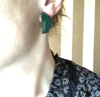 Natural Green Malachite Stalactite Half Moon Earrings
